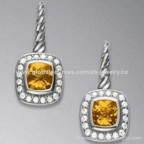 Cubic Zirconia Drop Earrings, Available in Various Colors
